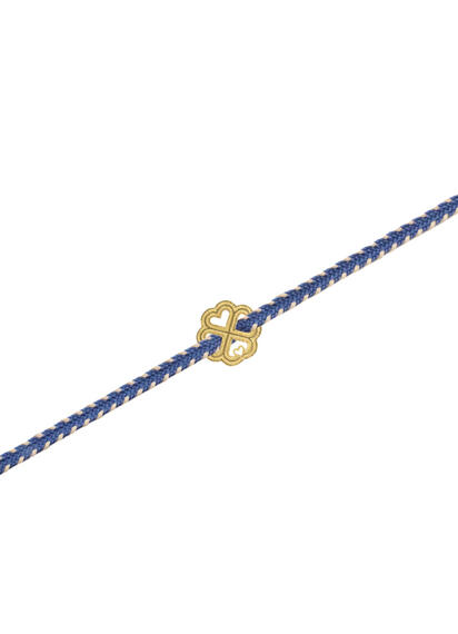 Bracciale Quadrifoglio Tessuto Bianco E Azzurro - Lebole Maison