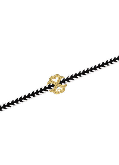 Bracciale Quadrifoglio Tessuto Bianco E Nero - Lebole Maison