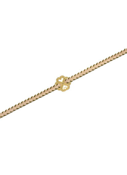 Bracciale Quadrifoglio Tessuto Bianco E Verde - Lebole Maison