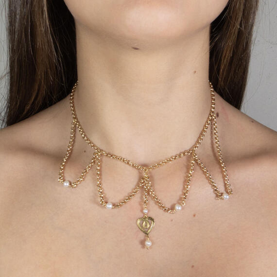 Collana Girocollo Cuore Perla - Lebole Maison