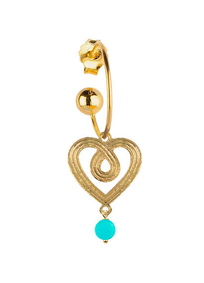 Orecchino Hoop Cuore Turchese - Lebole Maison