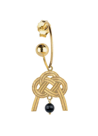 Orecchino Hoop Nodo Nero - Lebole Maison