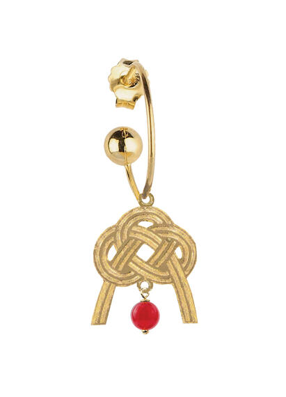 Orecchino Hoop Nodo Rubino - Lebole Maison
