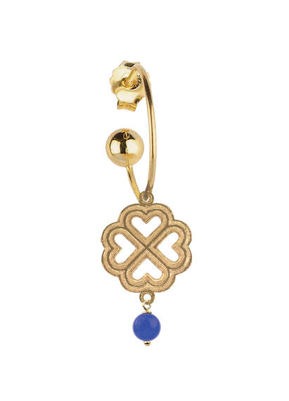 Orecchino Hoop Quadrifoglio Blu - Lebole Maison