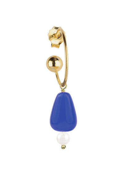 Blue Pearl Drop Hoop Earring - Lebole Maison