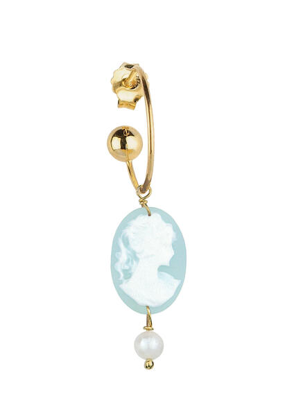 Orecchino Hoop Cammeo Celeste Perla - Lebole Maison