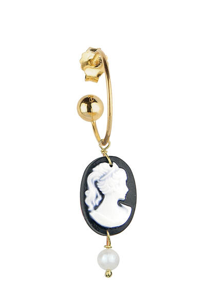 Orecchino Hoop Cammeo Nero Perla - Lebole Maison