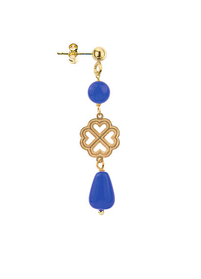 Mini Blue Four-leaf Clover Earring - Lebole Maison