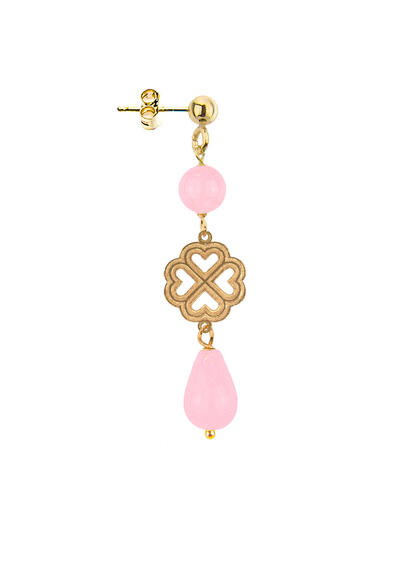 Orecchino Quadrifoglio Mini Rosa - Lebole Maison