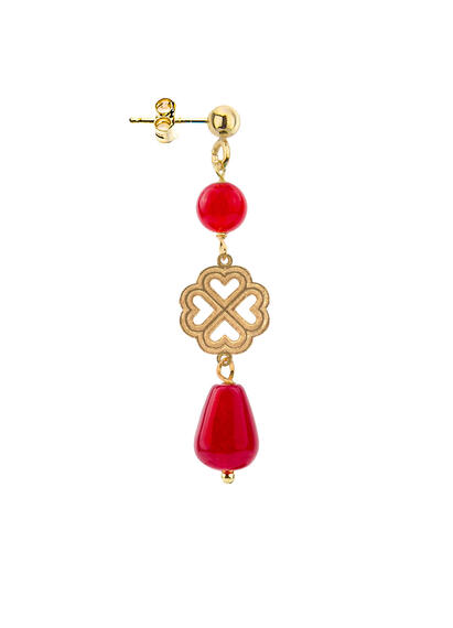 Orecchino Quadrifoglio Mini Rubino - Lebole Maison