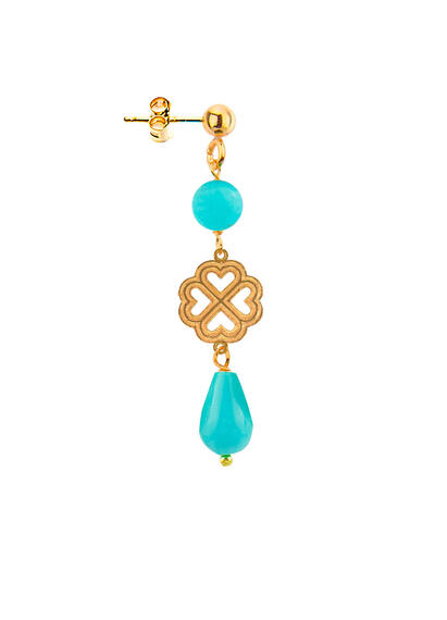 Orecchino Quadrifoglio Mini Turchese - Lebole Maison