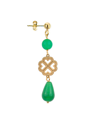 Mini Green Four-leaf Clover Earring - Lebole Maison