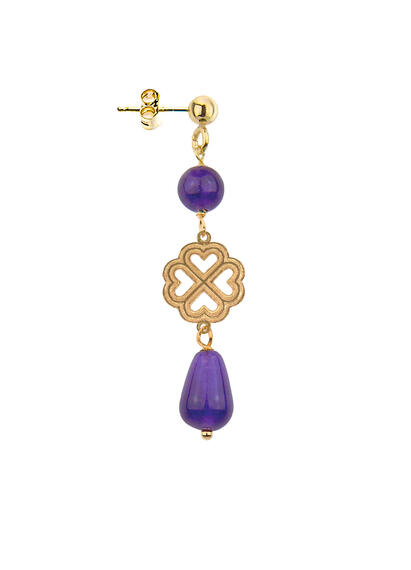 Mini Purple Four-leaf Clover Earring - Lebole Maison
