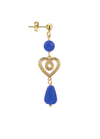 Mini Blue Heart Earring - Lebole Maison