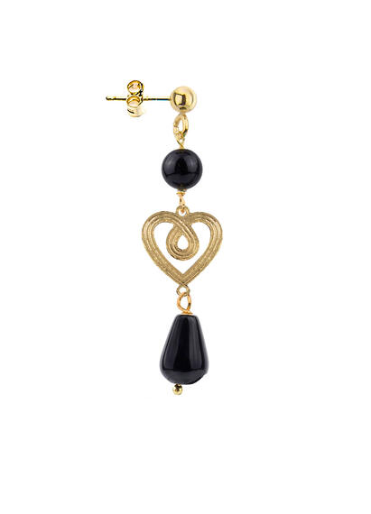 Orecchino Cuore Mini Nero - Lebole Maison