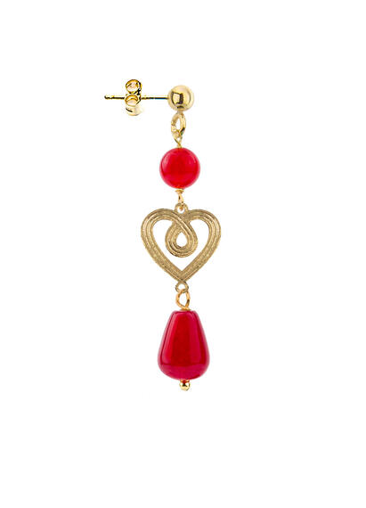 Orecchino Cuore Mini Rubino - Lebole Maison