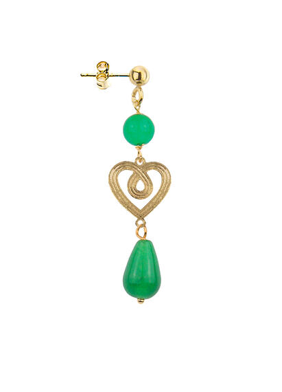 Mini Green Heart Earring - Lebole Maison