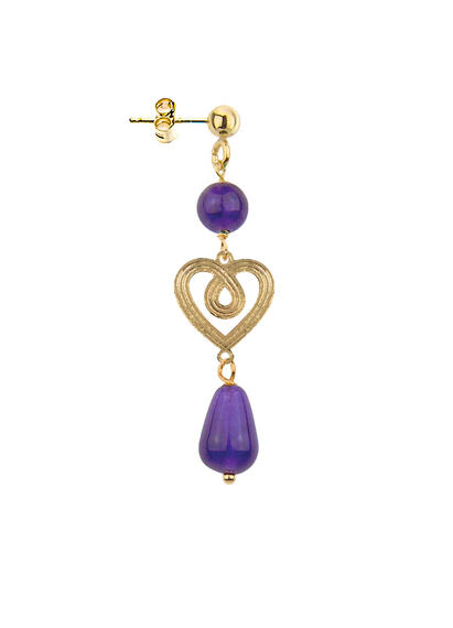 Mini Purple Heart Earring - Lebole Maison