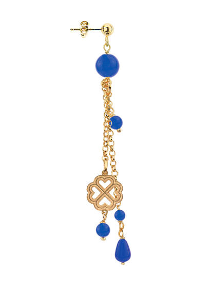 Blue Short Tuft Four-leaf Clover Earring - Lebole Maison