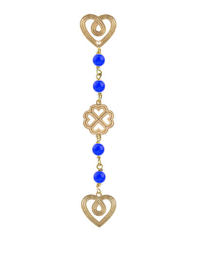 Blue Four-leaf Clover Heart Earring - Lebole Maison