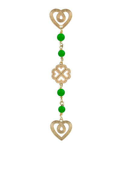 Green Four-leaf Clover Heart Earring - Lebole Maison