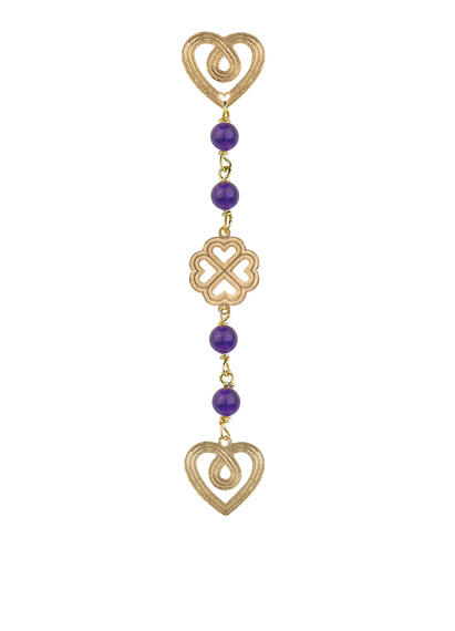 Purple Four-leaf Clover Heart Earring - Lebole Maison