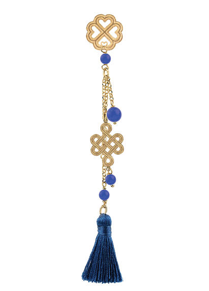 Long Blue Tuft Infinity Earring - Lebole Maison