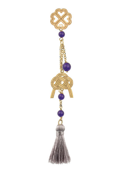 Long Lilac Tuft Knot Earring - Lebole Maison