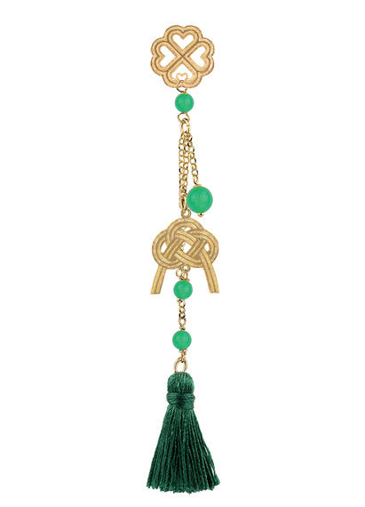 Long Green Tuft Knot Earring - Lebole Maison