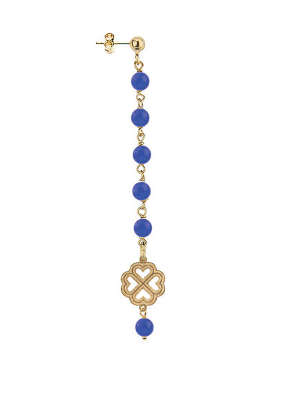 Long Blue Four-leaf Clover Earring - Lebole Maison