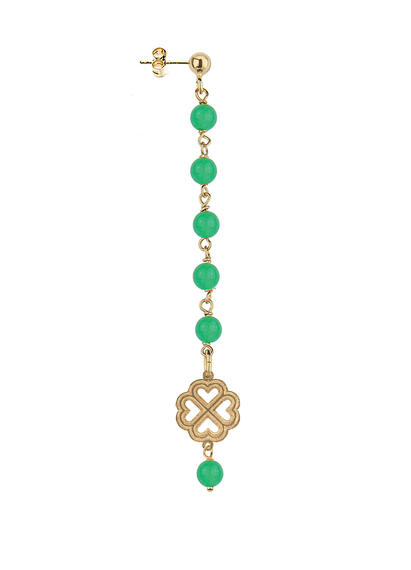 Long Green Four-leaf Clover Earring - Lebole Maison