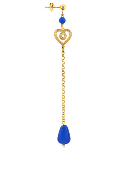 Long Blue Heart Earring - Lebole Maison