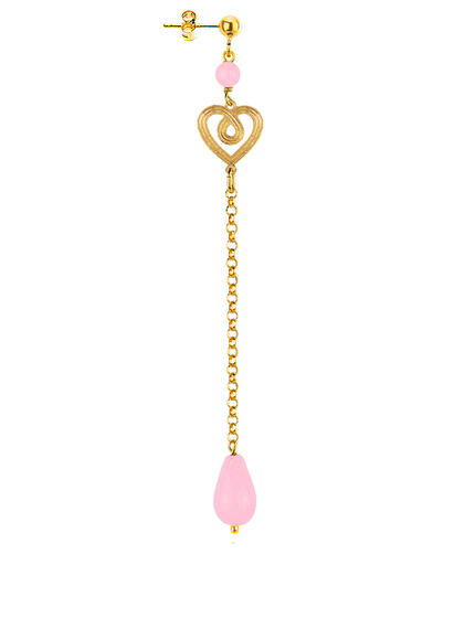 Orecchino Cuore Lungo Rosa - Lebole Maison