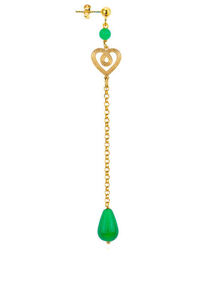 Long Green Heart Earring - Lebole Maison