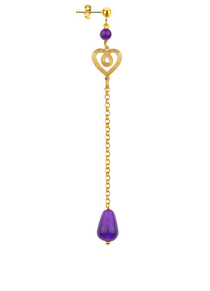Long Purple Heart Earring - Lebole Maison