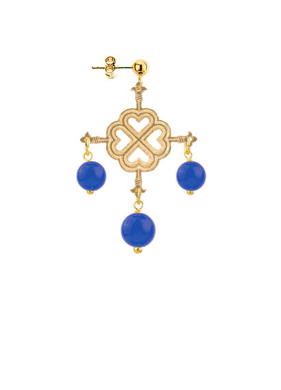 Blue Cross Four-leaf Clover Earring - Lebole Maison