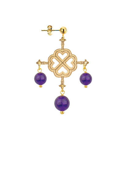 Blue Cross Four-leaf Clover Earring - Lebole Maison