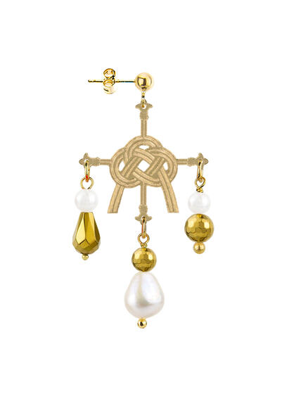 Gold And Pearl Knot Earring - Lebole Maison