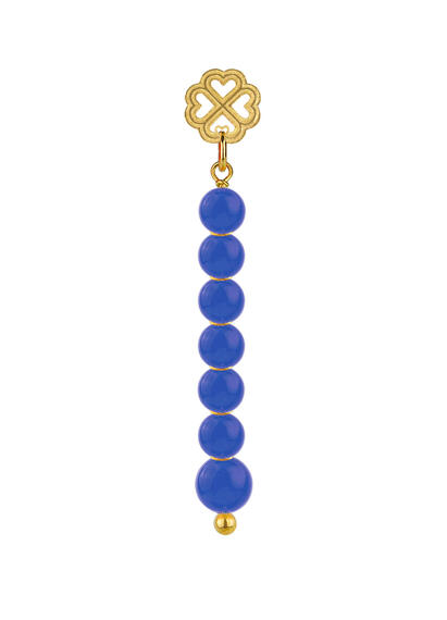 Long Four-leaf Clover Earring With Blue Stones - Lebole Maison