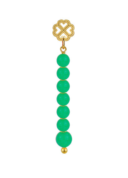Long Four-leaf Clover Earring With Green Stones - Lebole Maison
