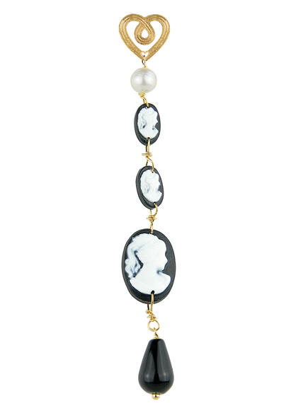 Orecchino Cuore Tre Cammei Nero - Lebole Maison