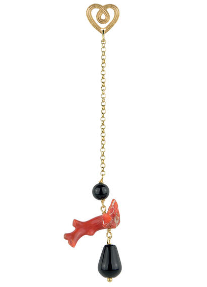 Orecchino Cuore Lungo Ramo Corallo - Lebole Maison