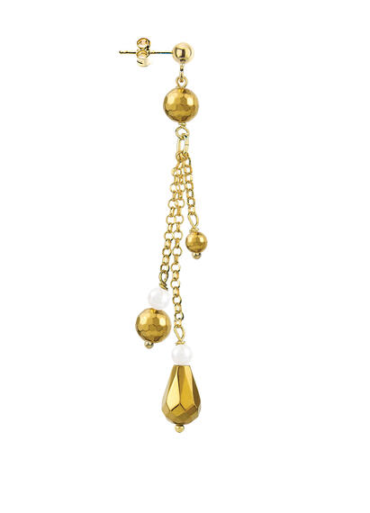 Orecchino Ciuffo Corto Oro E Perla - Lebole Maison