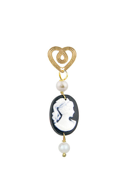 Orecchino Cuore Cammeo Perla - Lebole Maison