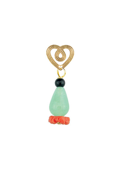 Green Jade Coral Heart Drop Earring - Lebole Maison