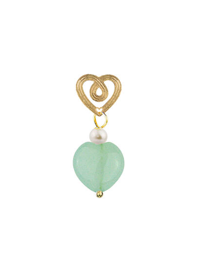 Green Jade Pearl Heart Earring - Lebole Maison