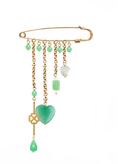 Spilla Quadrifoglio Verde Giada - Lebole Maison