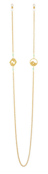 Catena Per Occhiali Onda Ottone Verde Giada - Lebole Maison