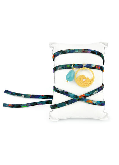 Bracciale/collana Tessuto Fiori Onda Celeste Sfumato - Lebole Maison