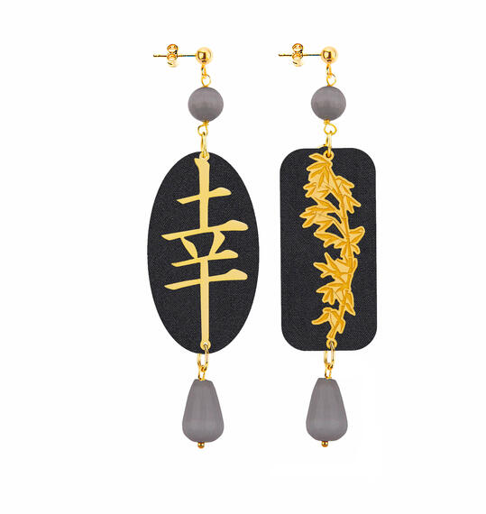 Orecchini Fortuna Grigio Scuro - Lebole Maison